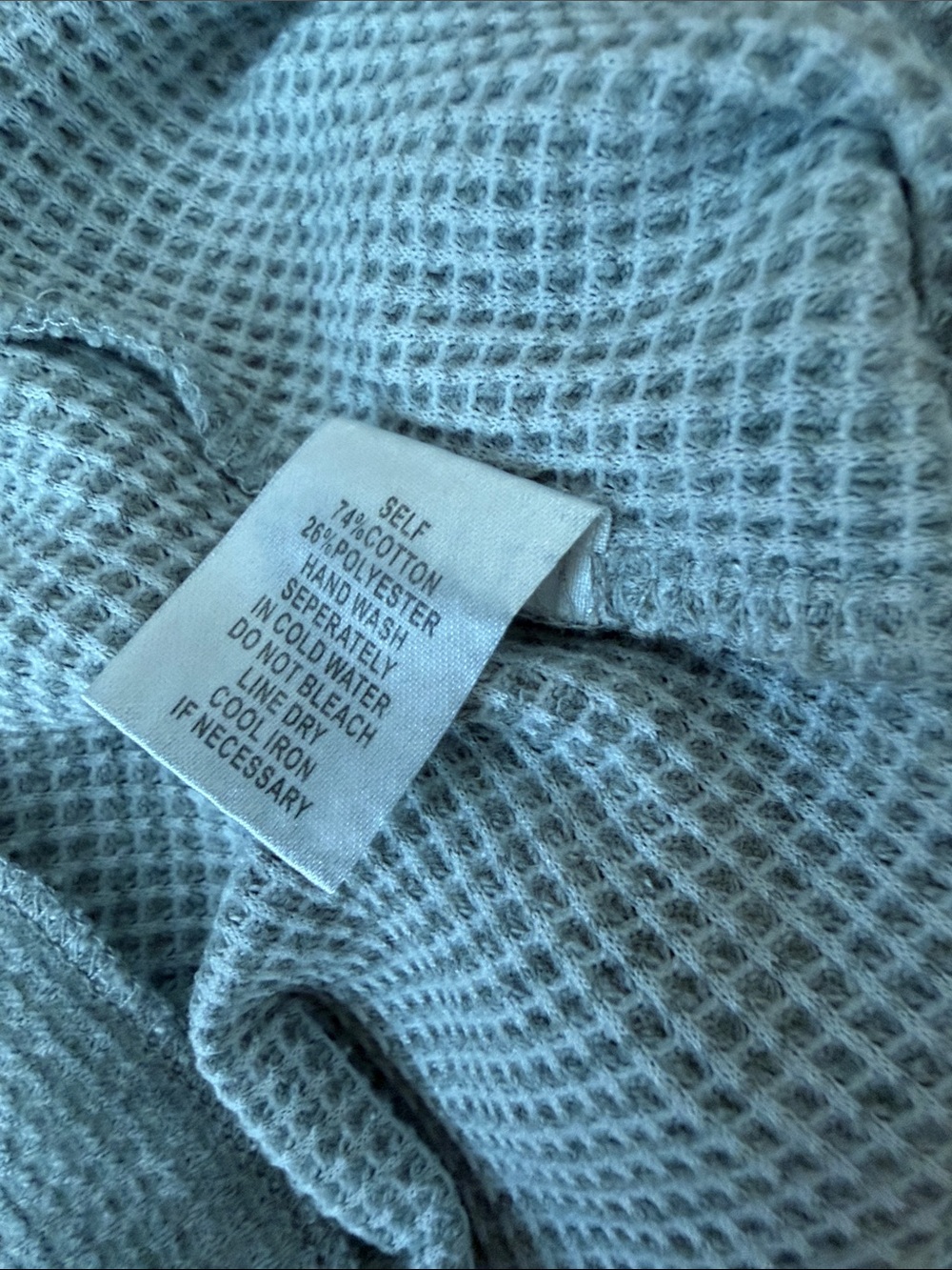 Cotton Candy LA Light Gray Waffle-Knit Long Sleeve Crop Top - Picture 3 of 4